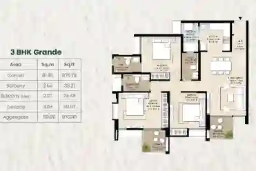 3 BHK floor plan Mangalam Midas City Charholi
